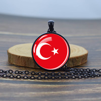Drapeau du monde bijoux cristal dôme Cabochon pendentif noir collier pays drapeau lien chaîne drapeau National collier pour hommes