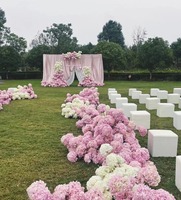 Vente en gros de fleurs d'hortensia artificielles en soie faites à la main pour la décoration de table pour mariage, Saint-Valentin, fête