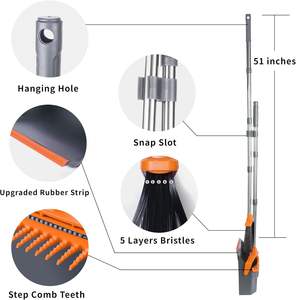 Hot Sell High Quality Household <b>Rubber</b> <b>Broom</b> Dismountable Aluminum for Home Kitchen Cleaning <b>Broom</b> and Dustpan <b>Broom</b> Brush Set - Product Image 5