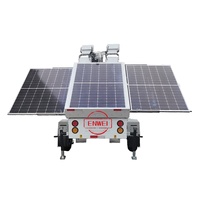 Lampu LED nirkabel Trailer lampu surya portabel dengan 7m tiang teleskopik
