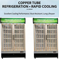 Congélateur vertical vitrine à double couche avec porte en verre trempé anti-buée et éclairage LED personnalisé