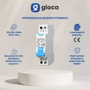 Disjoncteur miniature Gloca Rcbo 1P+N 32A 30mA 250V Courbe C Montage sur rail DIN - Product Image 2