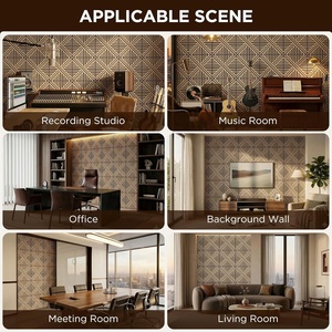 Pannello Acustico <span class=keywords><strong>in</strong></span> MDF con Motivi Geometrici e Venature del <span class=keywords><strong>Legno</strong></span>, <span class=keywords><strong>Pannelli</strong></span> Decorativi Fonoassorbenti per Soggiorno, Ufficio, Studio, Home Theater - Product Image 6