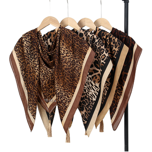 Wholesale Custom 70x70cm <b>Silk</b> Feeling Polyester <b>Square</b> <b>Scarf</b> Hijab Wrinkle Free Quick Dry Leopard Pattern Summer Multi-Purpose - Product Image 1