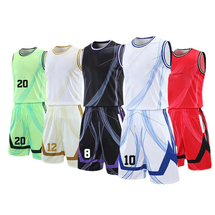 Gilet da basket tuta sportiva sublimazione del calore uniforme da basket allentata senza maniche stampata a righe