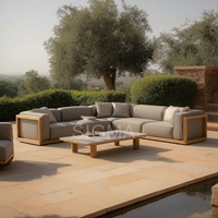 Juego de sofá familiar superventas de alta calidad, muebles de exterior de teca para patio