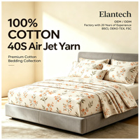 Parure de lit 100 % coton à motif imprimé, ensemble couette et drap en coton Air Jet, ensemble de literie en coton avec drap et housse de couette