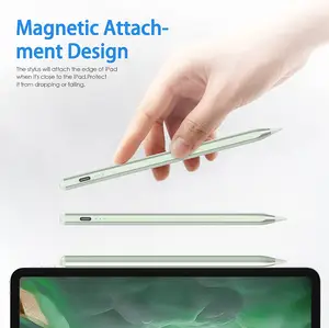 Stylus hijau aluminium isi daya cepat, Pen magnetik Universal kapasitif aktif untuk Ipad Apple Pensil