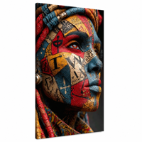 Art mural ethnique de luxe, portrait, collage de couleurs vibrantes, impression sur toile, image HD pour studio créatif et décoration intérieure