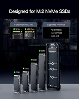 Boîtier SSD Offre Spéciale RVB M.2 NVMe SATA USB 3.2 Gen 2 10G sans outil Support UASP Trim pour clé 2242 2260 2280 M