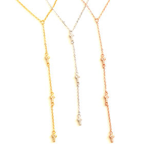 2023 collana in argento da donna a forma di Y con zirconi cubici trasparenti di alta qualità - Product Image 3