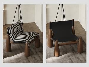 Sillón de Salón Moderno de Mediados de Siglo Hecho a Mano, Tela de Retazos, Patas Cónicas de Madera Maciza, Sillón Decorativo - Product Image 5