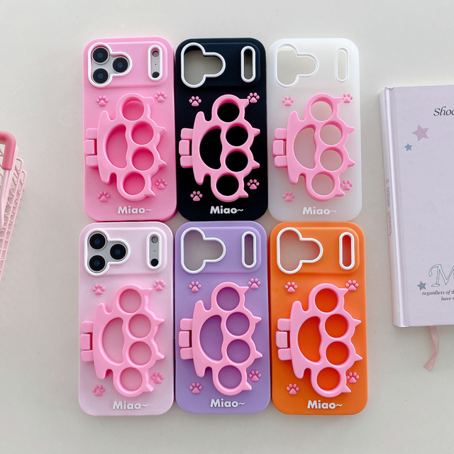 Cute and Adorable Silicone cat Paw Cartoon Phone case for iPhone 17 Pro Max/16/15/14/13/11