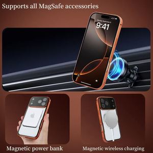2026 Hot Selling High Quality Aluminum Metal Frame Clear Case Magnetic Wireless Charging Shockproof <b>Holder</b> 6 Colors <b>Phone</b> Case - Product Image 4