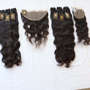 Línea de cabello natural sin enredos 13x6 13x4 Cierre de encaje frontal con paquetes de cabello, proveedores vírgenes de templo indio de alta calidad - Product Image 2