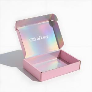 Custom Package Design Pink Holographic Mailer <strong>Box</strong> White Cardboard Laser Shipping <strong>Box</strong> for Cosmetic Gift FSC BSCI Certified Luxury - Product Image 3