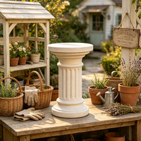Socle de colonne cannelée romaine en résine blanc cassé texturée, fait main, support pour plantes, pilier de jardin classique, décoration intérieure