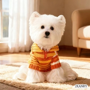 Pull pour <span class=keywords><strong>chien</strong></span> et chat JXANRY de luxe à rayures et blocs de couleur - Vêtement d'extérieur chaud pour l'automne/hiver pour Bichon Frisé et <span class=keywords><strong>Shetland</strong></span> <span class=keywords><strong>Sheepdog</strong></span> - Product Image 1