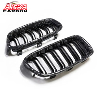 AISKA pour BMW Série 3 F30 Grille de calandre avant en fibre de carbone forgée, véritable carbone, double lamelles, à clipser