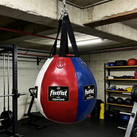 Sac de frappe rond suspendu en cuir durable pour entraînement de boxe, MMA, kickboxing, gym à domicile