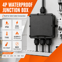 Boîtier de jonction étanche IP68 4P 24A 450V UL94V-2 Connecteur de câble submersible M25 0.5-4mm 8m 150h Système solaire en laiton ENEC