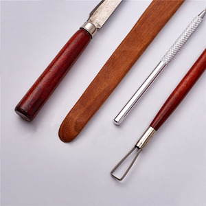 LISI 9 pièces Outils de modelage en céramique et poterie en bois teinté rouge pour sculpter, façonner, couper et tailler - Product Image 3