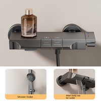 Système de douche thermostatique moderne de luxe mural avec pommeau de douche pluie, douchette à main et bec de baignoire