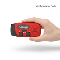 Radio Darurat Mini Portabel AM/FM/NOAA Tenaga Surya Engkol Tangan Power Bank 2000mAh