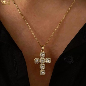 Collar con Colgante de Cruz <span class=keywords><strong>y</strong></span> Circonita para Mujer, 83 Modelos, Chapado en Oro, de Latón Inoxidable, Joyería Amuleto para Regalo - Product Image 2