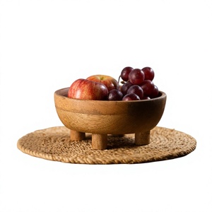 ชามไม้ทำมือลายดอกไม้ สำหรับเสิร์ฟอาหาร ของขวัญ ตกแต่งบ้าน - Product Image 1
