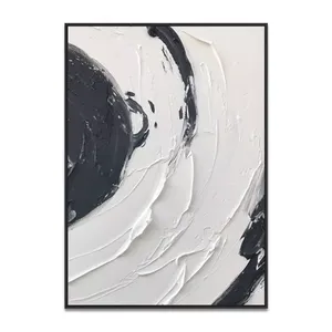 Textures d'art abstraites modernes peintes à la main noir et blanc grande peinture murale nature morte à la main peinture à l'huile toile art <span class=keywords><strong>mural</strong></span> - Product Image 1