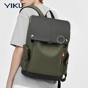 Yiku पुरुषों फैशन हल्के पु चमड़े के बैकपैक रैफिड एंटी-चोरी ज़िपर बंद वाटरप्रूफ पॉलिएस्टर स्ट्रैप एयर कुशन बेल्ट - Product Image 1