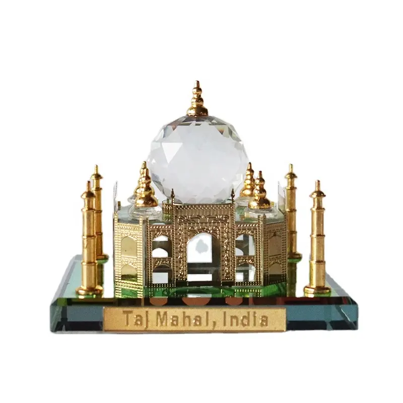 Vergulde Crystal Glas Taj Mahal Model Indiase Toeristische Souvenirs Geschenken
