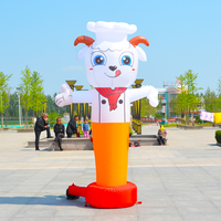 Mascotte gonflable publicitaire Longgang Chef Vache en tissu Oxford, étanche, avec ventilateur intégré pour restaurant