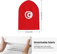 Bonnet en tricot personnalisé avec drapeau de la Tunisie, en acrylique extensible doux, idéal pour le ski, le camping, les activités de plein air, les matchs sportifs et le soutien.