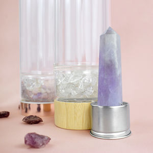 Bouteilles d'eau en verre avec logo personnalisé en élixir de cristal de quartz rose, cadeaux de fête des mères, cadeaux de mariage pour les invités - Product Image 3