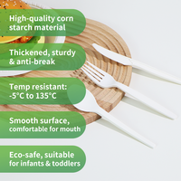 Ensemble de couverts biodégradables en amidon de maïs de 6 pouces, sans BPA, sans danger pour les aliments, couteau, fourchette et cuillère, vente en gros d'usine