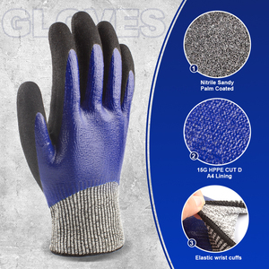 LQS nước bằng chứng hoàn toàn đôi tráng Nitrile Cát A4 cắt <span class=keywords><strong>D</strong></span> tay bảo vệ chống cắt găng tay cho <span class=keywords><strong>d</strong></span>ầu và khai thác <span class=keywords><strong>m</strong></span>ỏ - Product Image 2