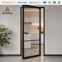 Porte de cuisine moderne à cadre fin en aluminium avec verre trempé pour projets d'appartements – Prix usine, approvisionnement en gros