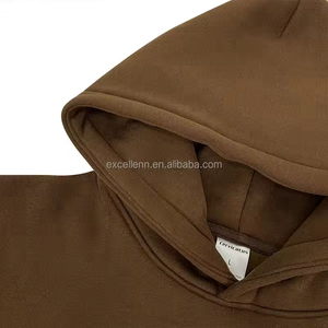 Sweat à capuche surdimensionné en polaire épaisse en laine/viscose, style gothique, 330 g, poids lourd, demi-zip, teinture unie numérique, logo personnalisé pour homme - Product Image 3