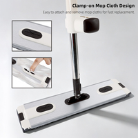 Serpillère plate auto-essoreuse rotative à 360° en microfibre pour nettoyage des sols avec clips de fixation