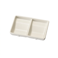 Plat à sauce double compartiment en mélamine mate, compatible lave-vaisselle, 130x84x24mm, pour fêtes, restaurants Izakaya, traiteurs et vaisselle de table