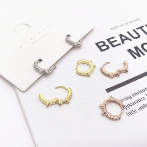 Pendientes de Moda con Diseño Geométrico de Púas, en Oro, Plata y Oro Rosa, Joyería para Fiesta con Engaste de Garra, Zirconia y Remaches Puntiagudos - Product Image 2