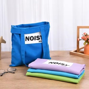 In Stock Noisy Canvas Tote <b>Bag</b> <b>Medium</b> <b>Size</b> Foldable Shopping <b>Bag</b> With Hand Length Handle Letter Pattern Blue Purple Green - Product Image 1