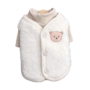 Warme fleece teddybeer hondenjumpsuit schattige puppykleding met knopen winter dikke huisdieroutfit zachte pluche huisdierkleding - Product Image 6