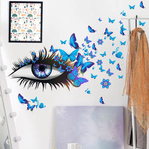 Venta al por mayor pegatina de pared personalizada PVC moda extraíble habitación de niñas pestañas ojo mariposas pegatina de pared decorativa <span class=keywords><strong>para</strong></span> dormitorio de niñas - Product Image 3