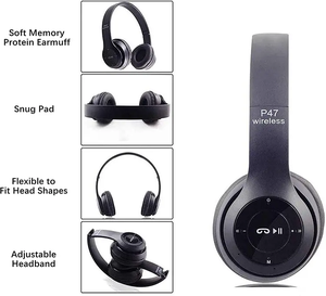 Auriculares Inalámbricos P47 Baratos con 5.1 Canales, TF, FM, Conector de 3.5mm, Resistentes al Agua IPX-6, Dinámicos, para Teléfonos Móviles Inteligentes - Product Image 4