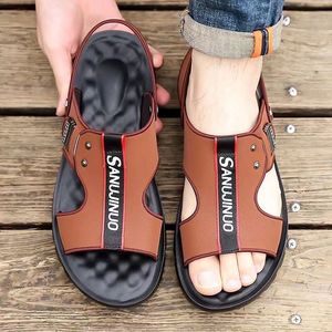 Sanlinuno Sandales à lanières en T pour hommes, à bout ouvert, semelle extérieure en caoutchouc, antidérapantes, chaussures d'été décontractées - Product Image 2