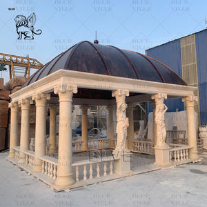 BLVE personnalisé grand jardin décoration pierre naturelle sculpture femmes piliers <span class=keywords><strong>pavillon</strong></span> extérieur Beige marbre Gazebo - Product Image 3