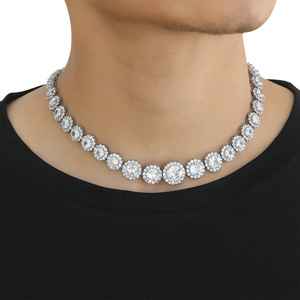 Nuova <span class=keywords><strong>Collana</strong></span> Tennis BES con Fiori Sfumati da 7mm, Micro Incastonatura di Zirconi, Stile Personalizzato, Versatile, Unisex, Tendenza Rap - Product Image 4